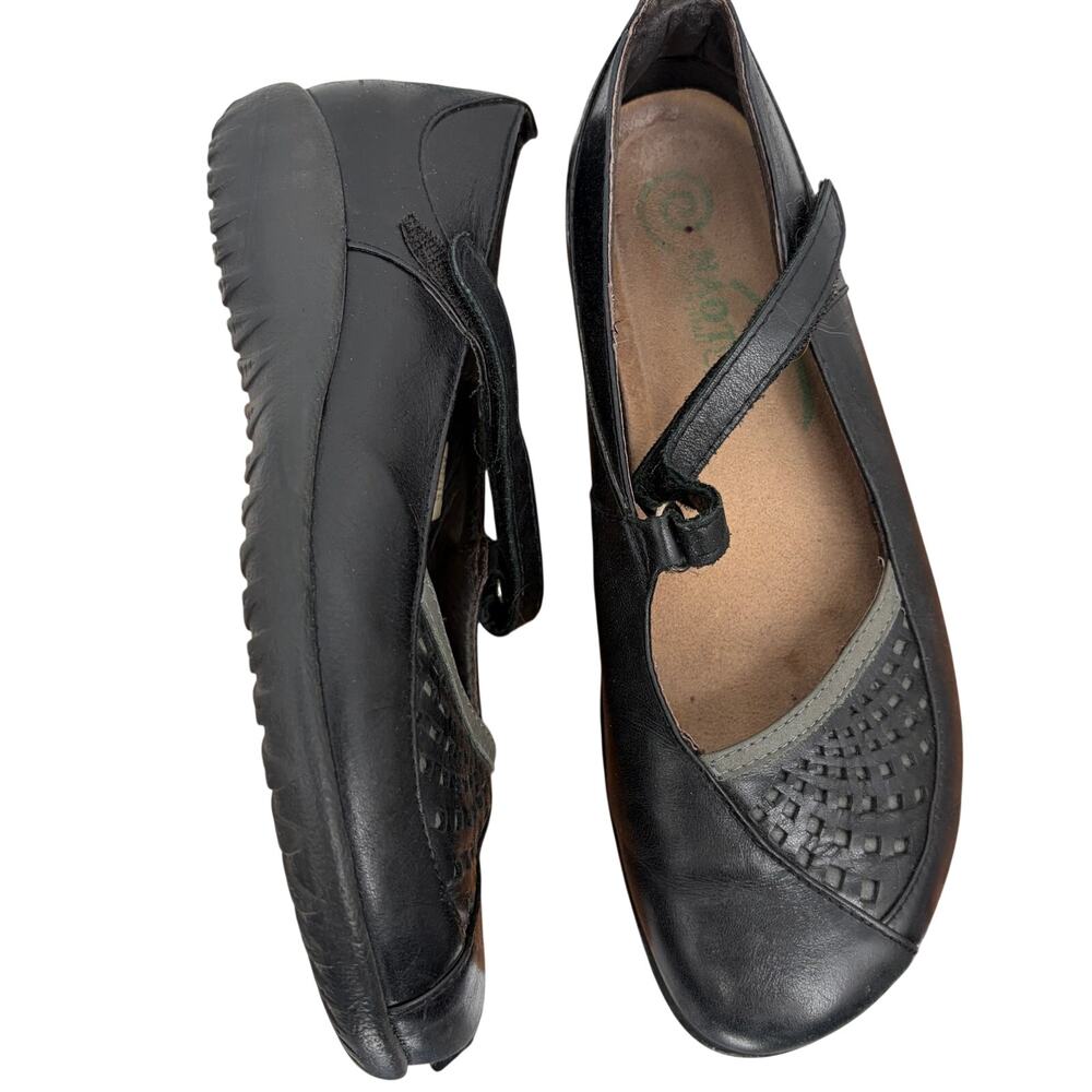 Naot Womens Karetu Mary Jane Comfort Adjustable Strap Black Leather Shoes Sz 6.5